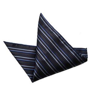 Gascoigne Silk Pocket Square Striped Gray Brown